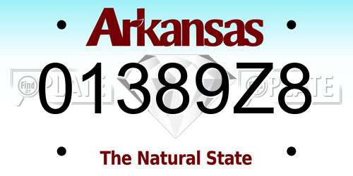 01389Z8 Arkansas License Plate