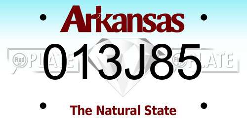 013J85 Arkansas License Plate