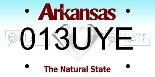 013UYE Arkansas License Plate