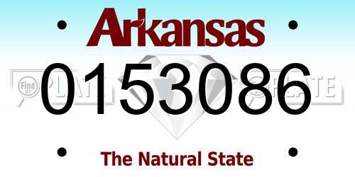 0153086 Arkansas License Plate