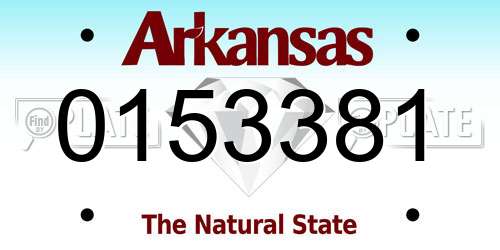 0153381 Arkansas License Plate