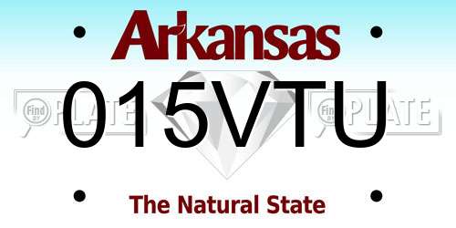 015VTU Arkansas License Plate