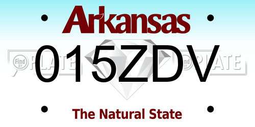 015ZDV Arkansas License Plate