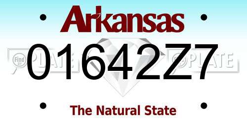 01642Z7 Arkansas License Plate