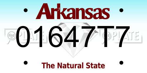 01647T7 Arkansas License Plate