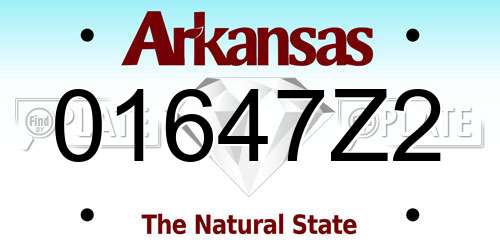 01647Z2 Arkansas License Plate