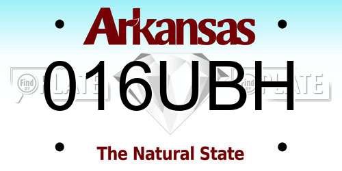 016UBH Arkansas License Plate