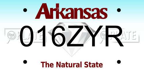 016ZYR Arkansas License Plate