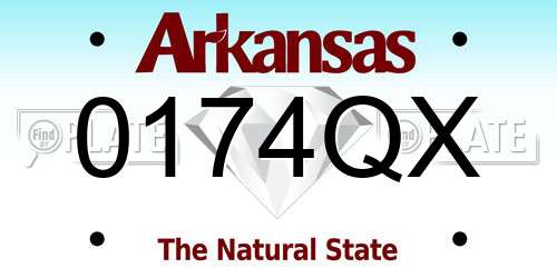 0174QX Arkansas License Plate