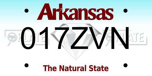 017ZVN Arkansas License Plate