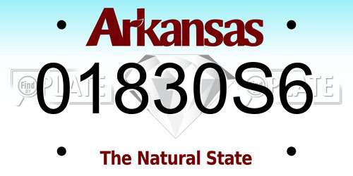 01830S6 Arkansas License Plate