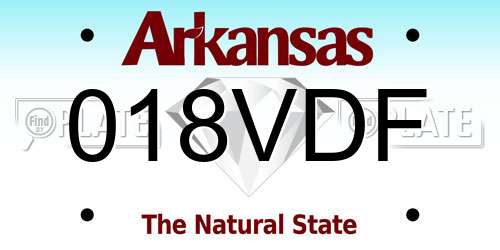 018VDF Arkansas License Plate