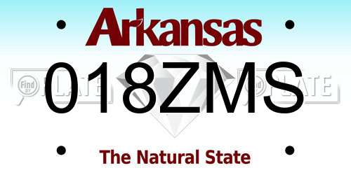 018ZMS Arkansas License Plate
