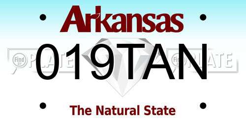 019TAN Arkansas License Plate
