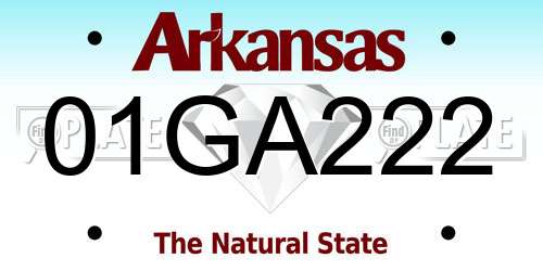 01GA222 Arkansas License Plate