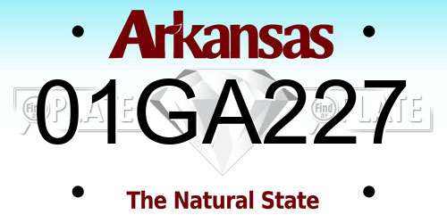 01GA227 Arkansas License Plate