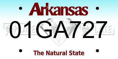 01GA727 Arkansas License Plate
