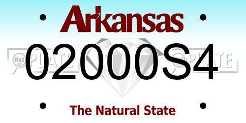 02000S4 Arkansas License Plate