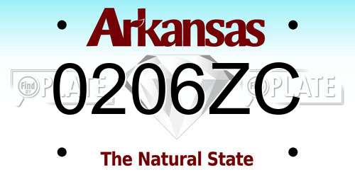 0206ZC Arkansas License Plate