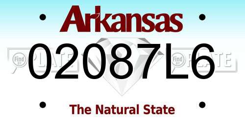 02087L6 Arkansas License Plate