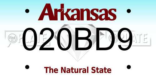 020BD9 Arkansas License Plate