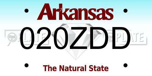 020ZDD Arkansas License Plate