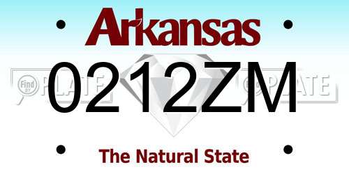 0212ZM Arkansas License Plate