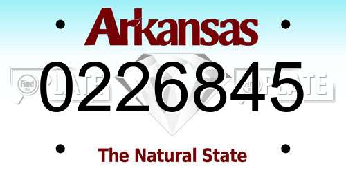 0226845 Arkansas License Plate