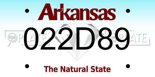 022D89 Arkansas License Plate