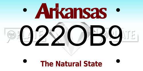022OB9 Arkansas License Plate