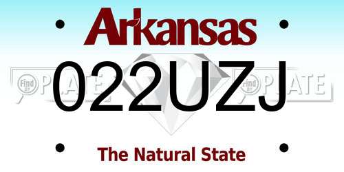 022UZJ Arkansas License Plate