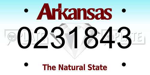 0231843 Arkansas License Plate