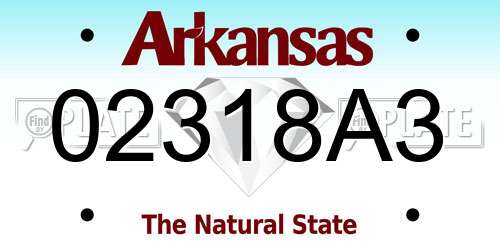 02318A3 Arkansas License Plate
