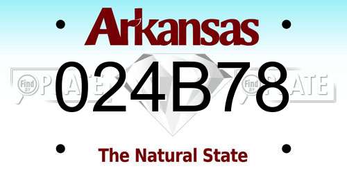 024B78 Arkansas License Plate