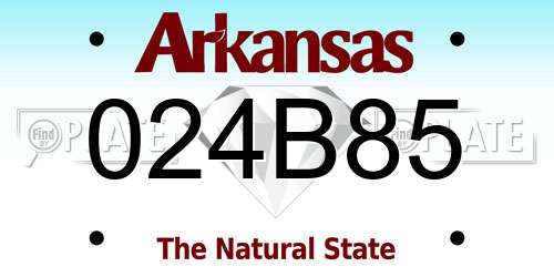 024B85 Arkansas License Plate