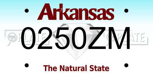 0250ZM Arkansas License Plate