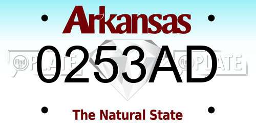 0253AD Arkansas License Plate