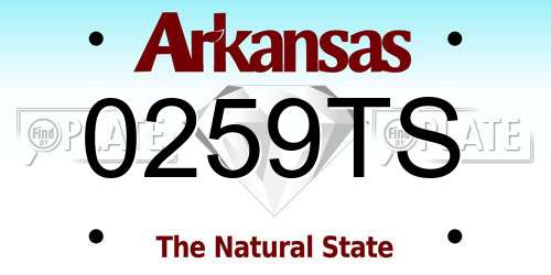 0259TS Arkansas License Plate