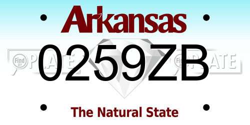 0259ZB Arkansas License Plate