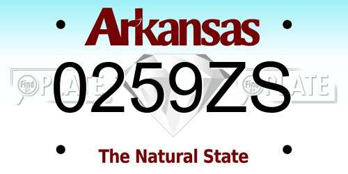0259ZS Arkansas License Plate