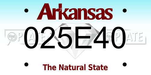 025E40 Arkansas License Plate