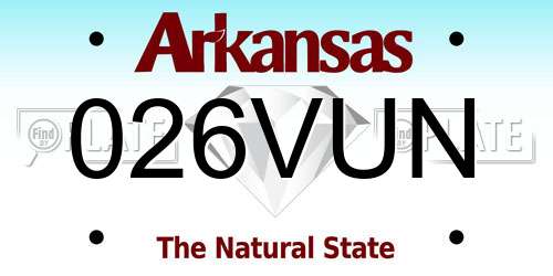 026VUN Arkansas License Plate