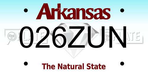026ZUN Arkansas License Plate