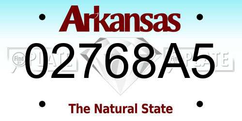 02768A5 Arkansas License Plate
