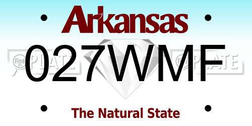 027WMF Arkansas License Plate