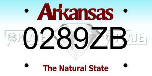 0289ZB Arkansas License Plate
