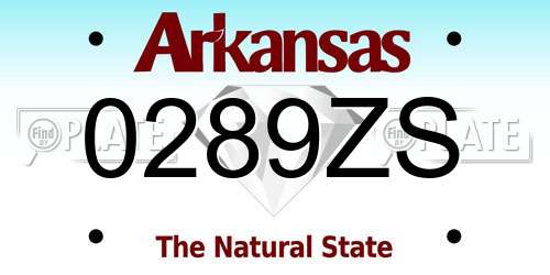 0289ZS Arkansas License Plate