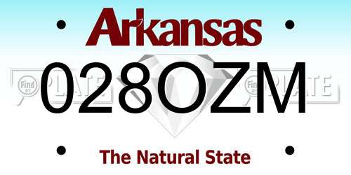 028OZM Arkansas License Plate