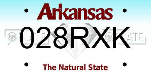 028RXK Arkansas License Plate