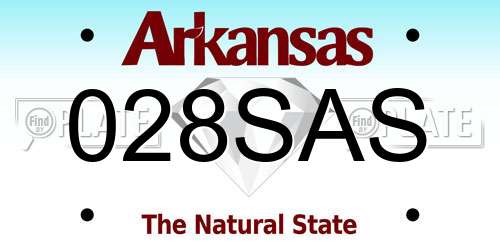 028SAS Arkansas License Plate